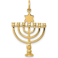 14K Yellow Gold 3D Menorah and Star of David Charm - 32mm