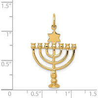 14K Yellow Gold 3D Menorah and Star of David Charm - 32mm