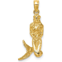 14K Yellow Gold 3D Mermaid Charm Pendant by Oro Pregiato