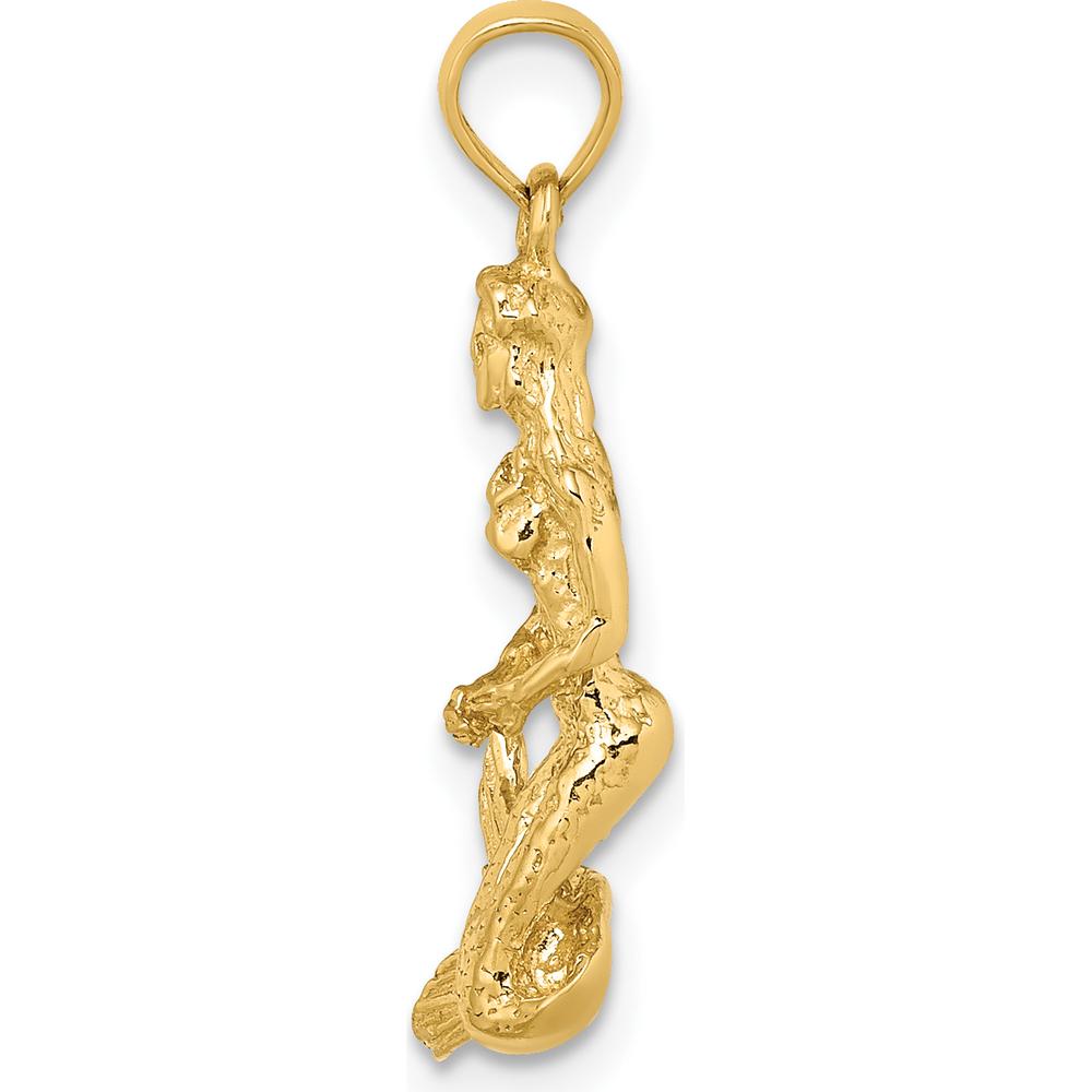 14K Yellow Gold 3D Mermaid Charm Pendant by Oro Pregiato