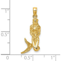 14K Yellow Gold 3D Mermaid Charm Pendant by Oro Pregiato