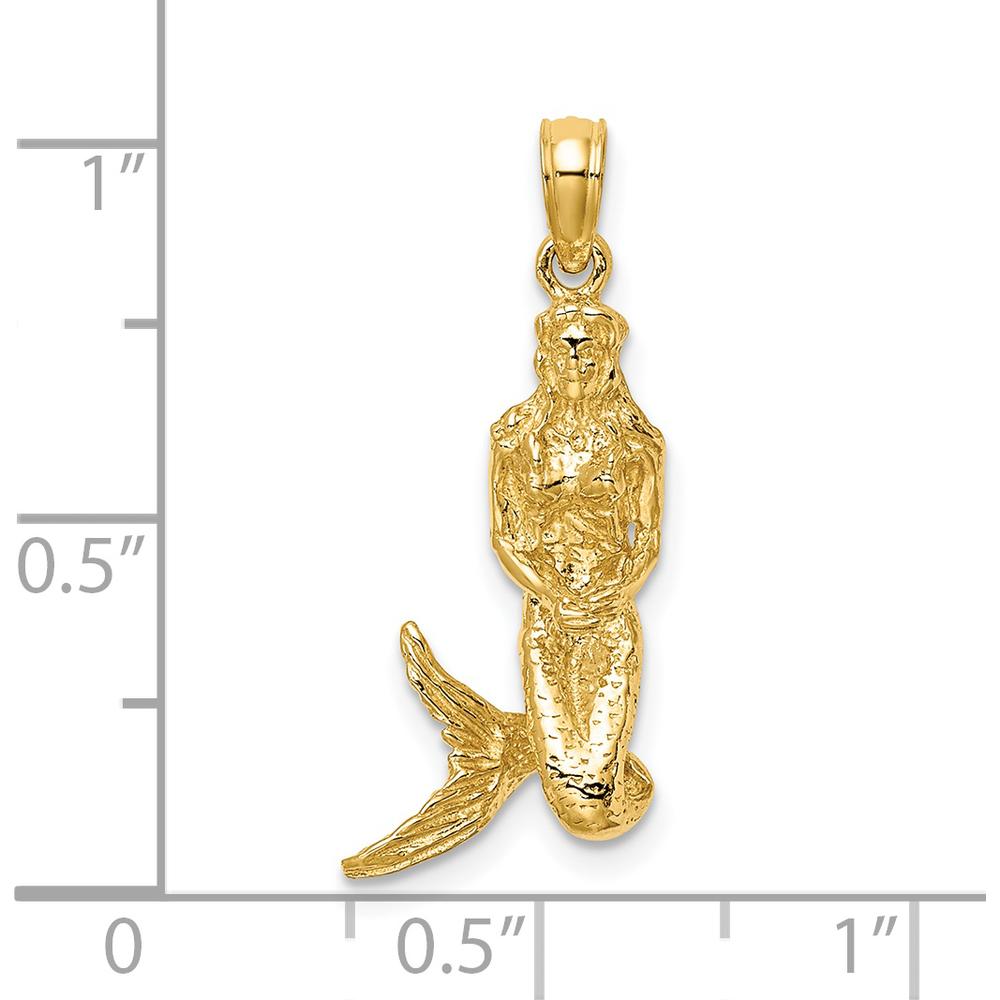 14K Yellow Gold 3D Mermaid Charm Pendant by Oro Pregiato