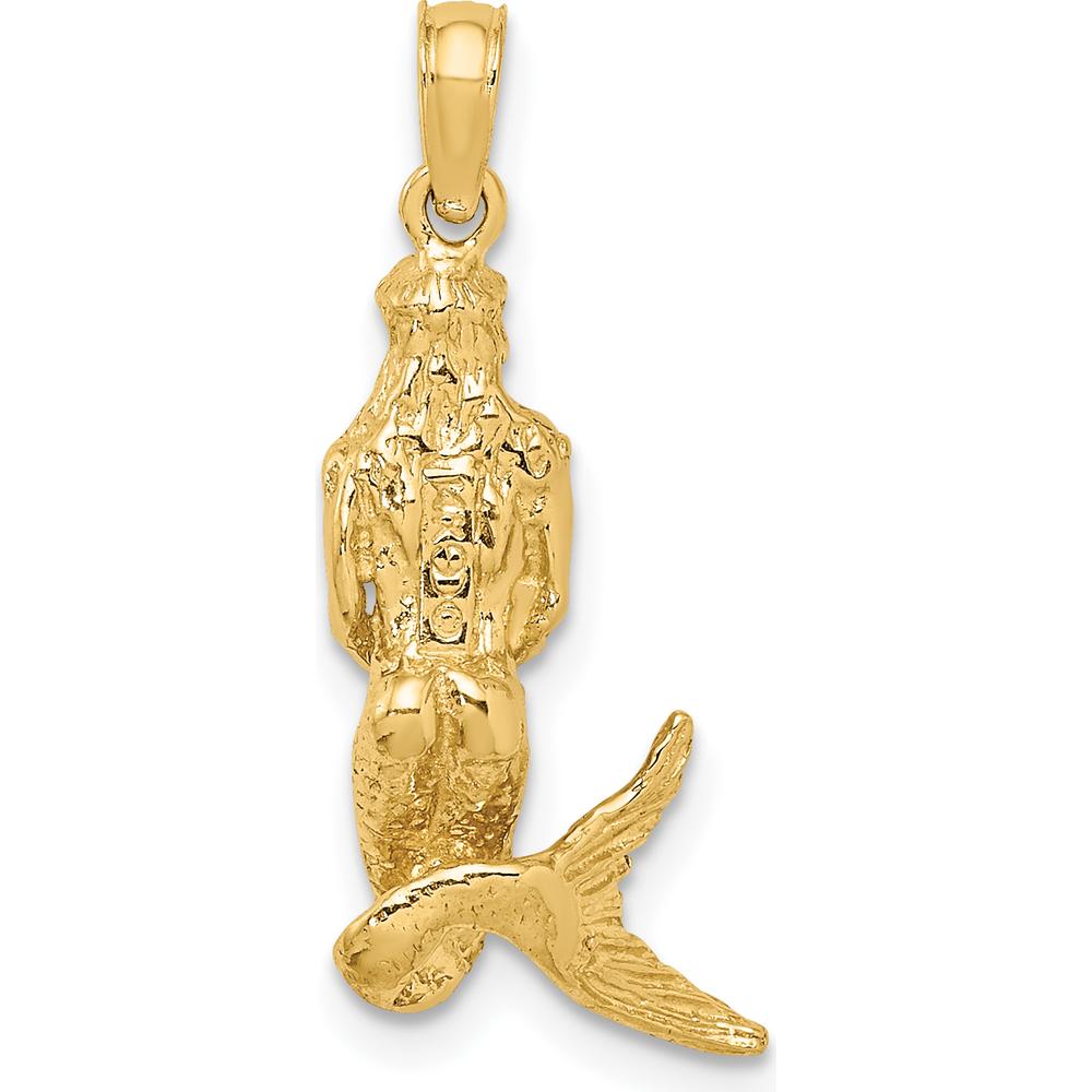 14K Yellow Gold 3D Mermaid Charm Pendant by Oro Pregiato