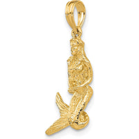 14K Yellow Gold 3D Mermaid Charm Pendant by Oro Pregiato
