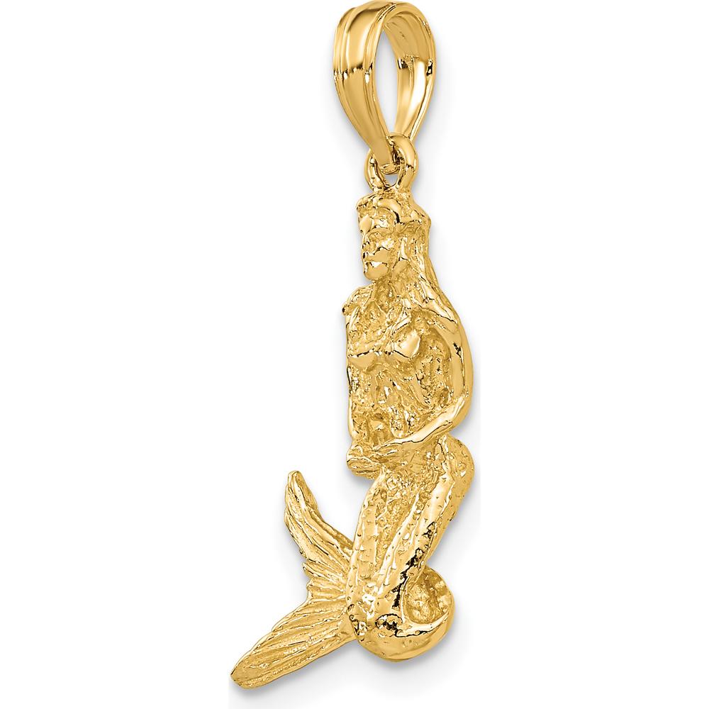 14K Yellow Gold 3D Mermaid Charm Pendant by Oro Pregiato