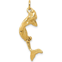 14K Yellow Gold 3D Mermaid Charm with Textured Detail and Moveable Feature