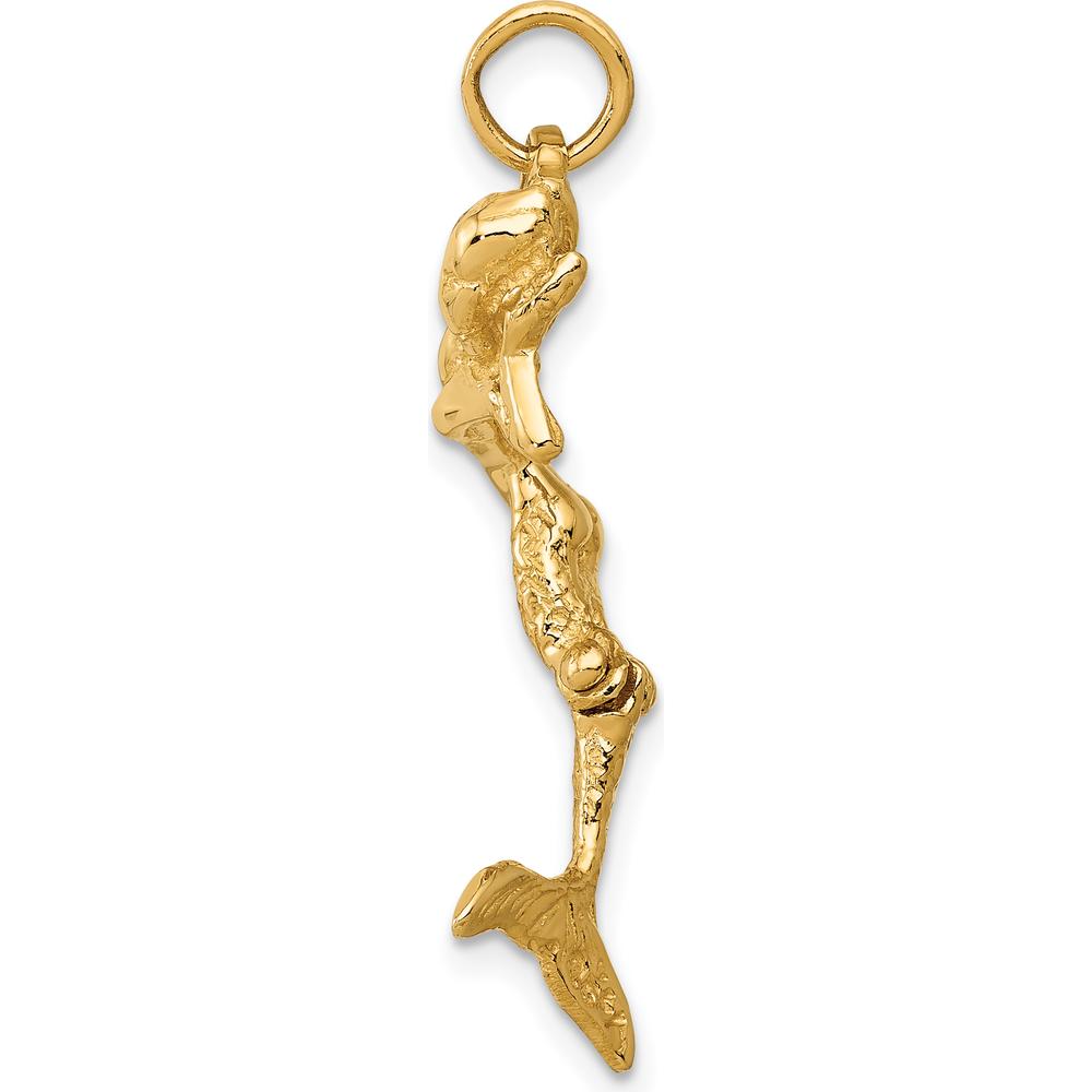 14K Yellow Gold 3D Mermaid Charm with Textured Detail and Moveable Feature
