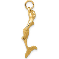 14K Yellow Gold 3D Mermaid Charm with Textured Detail and Moveable Feature