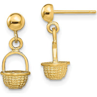 14K Yellow Gold 3D Mini Basket Drop Earrings by 0