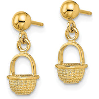 14K Yellow Gold 3D Mini Basket Drop Earrings by 0