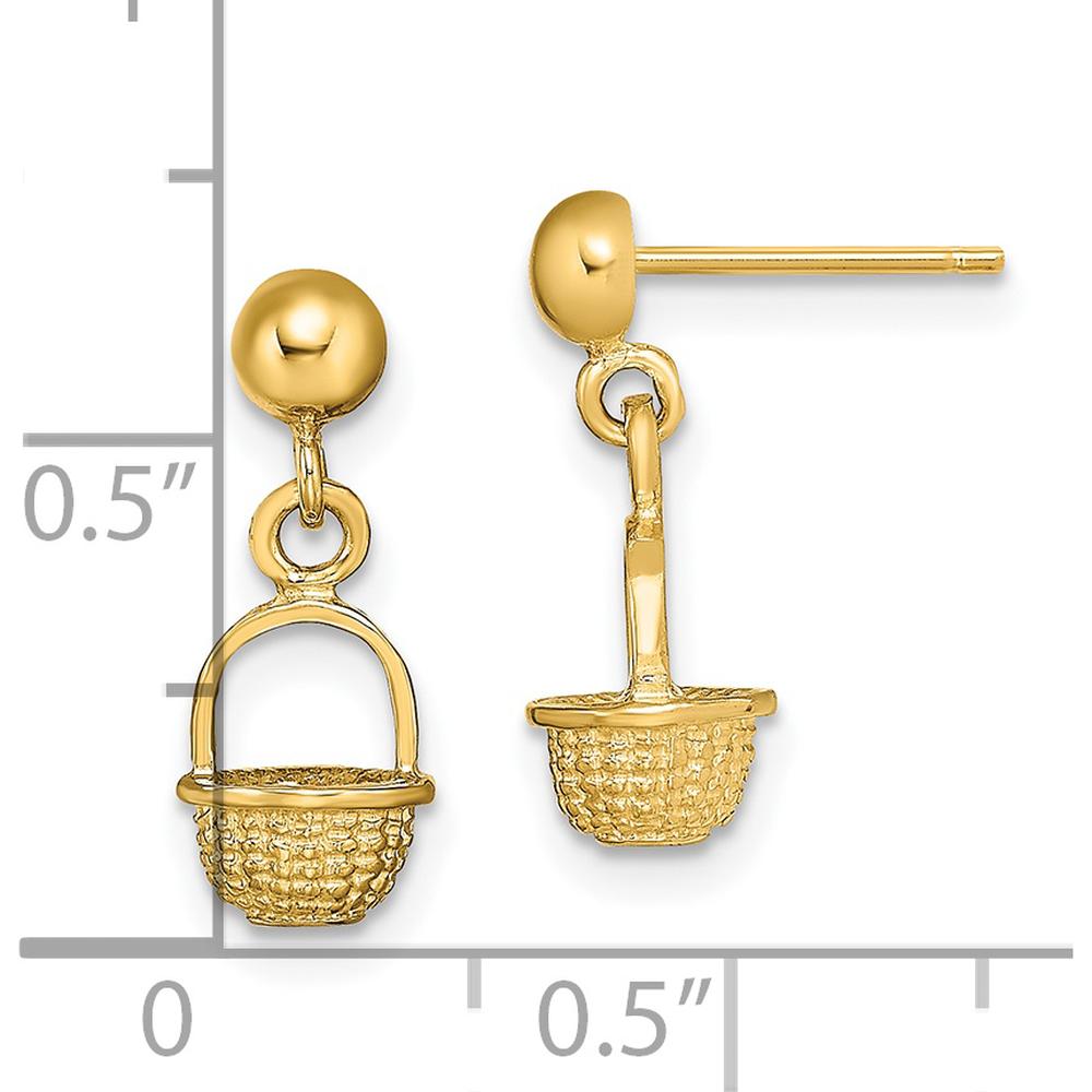 14K Yellow Gold 3D Mini Basket Drop Earrings by 0
