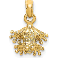 14K Yellow Gold 3D Mini Frog Pendant Charm - Textured Finish by Oro Pregiato