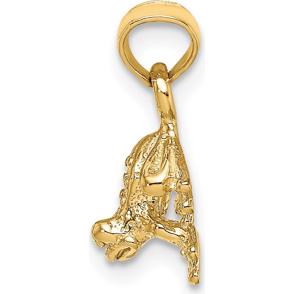 14K Yellow Gold 3D Mini Frog Pendant Charm - Textured Finish by Oro Pregiato