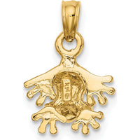 14K Yellow Gold 3D Mini Frog Pendant Charm - Textured Finish by Oro Pregiato