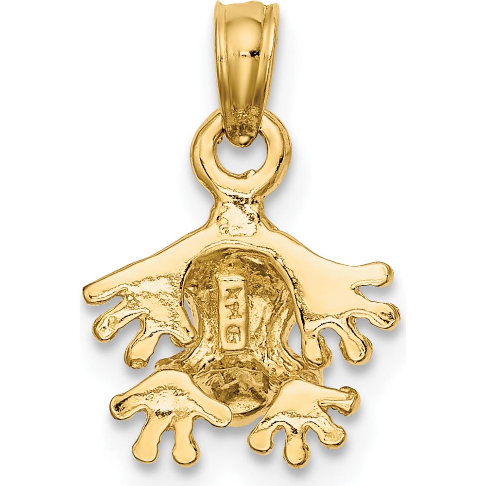 14K Yellow Gold 3D Mini Frog Pendant Charm - Textured Finish by Oro Pregiato
