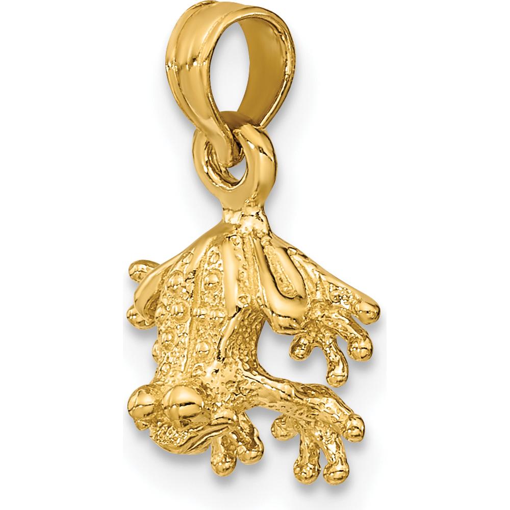 14K Yellow Gold 3D Mini Frog Pendant Charm - Textured Finish by Oro Pregiato