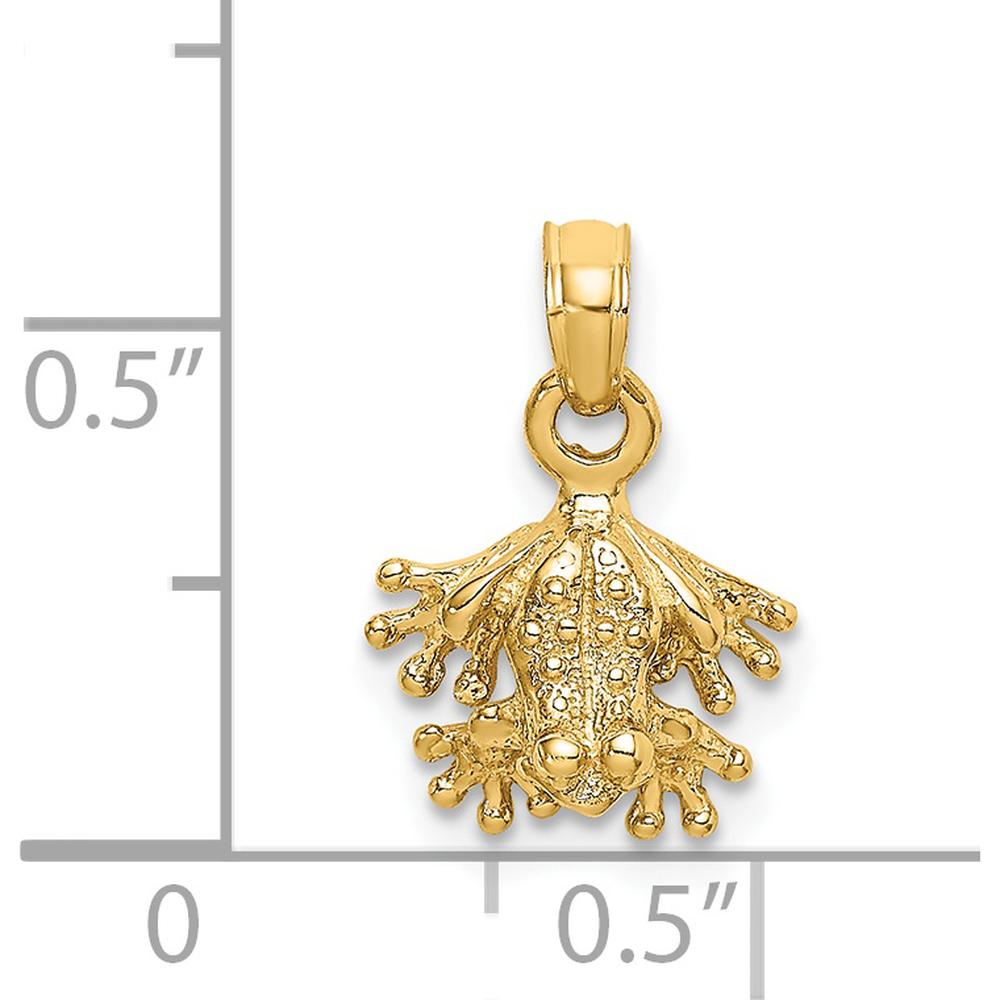 14K Yellow Gold 3D Mini Frog Pendant Charm - Textured Finish by Oro Pregiato