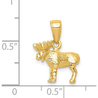 14K Yellow Gold 3D Moose Pendant - Solid Cast Gold Wildlife Charm by Oro Pregiato