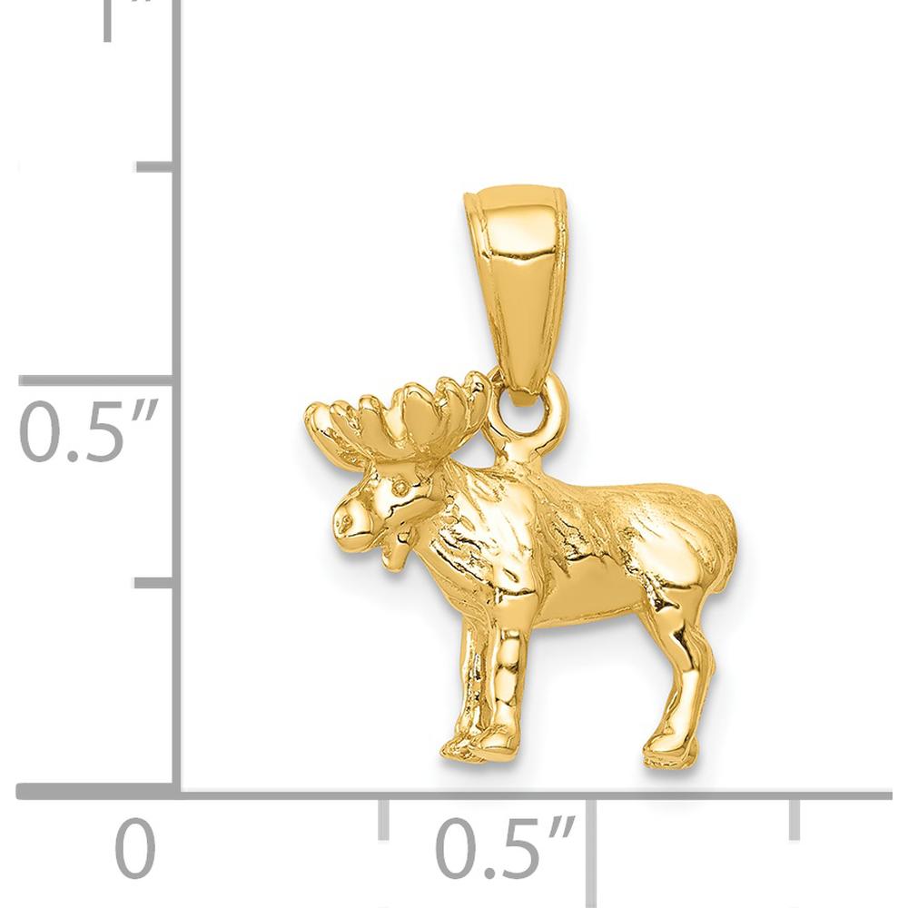 14K Yellow Gold 3D Moose Pendant - Solid Cast Gold Wildlife Charm by Oro Pregiato