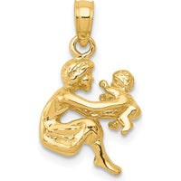 14K Yellow Gold 3D Mother Holding Child Pendant - 18mm Length by Oro Pregiato