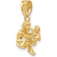 14K Yellow Gold 3D Mother Holding Child Pendant - 18mm Length by Oro Pregiato