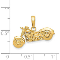 14K Yellow Gold 3D Motorcycle Pendant - Polished and Textured Design by Oro Pregiato