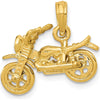 14K Yellow Gold 3D Motorcycle Pendant with Moveable Wheels by Oro Pregiato