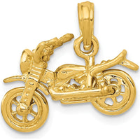 14K Yellow Gold 3D Motorcycle Pendant with Moveable Wheels by Oro Pregiato