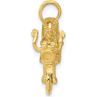 14K Yellow Gold 3D Motorcycle Pendant with Moveable Wheels by Oro Pregiato