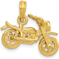 14K Yellow Gold 3D Motorcycle Pendant with Moveable Wheels by Oro Pregiato