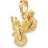14K Yellow Gold 3D Motorcycle Pendant with Moveable Wheels by Oro Pregiato