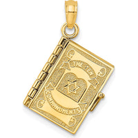 14K Yellow Gold 3D Movable Pages Hebrew The Ten Commandments Pendant by Oro Pregiato