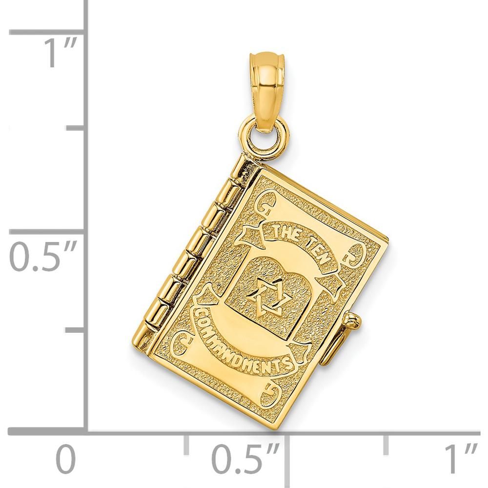 14K Yellow Gold 3D Movable Pages Hebrew The Ten Commandments Pendant by Oro Pregiato
