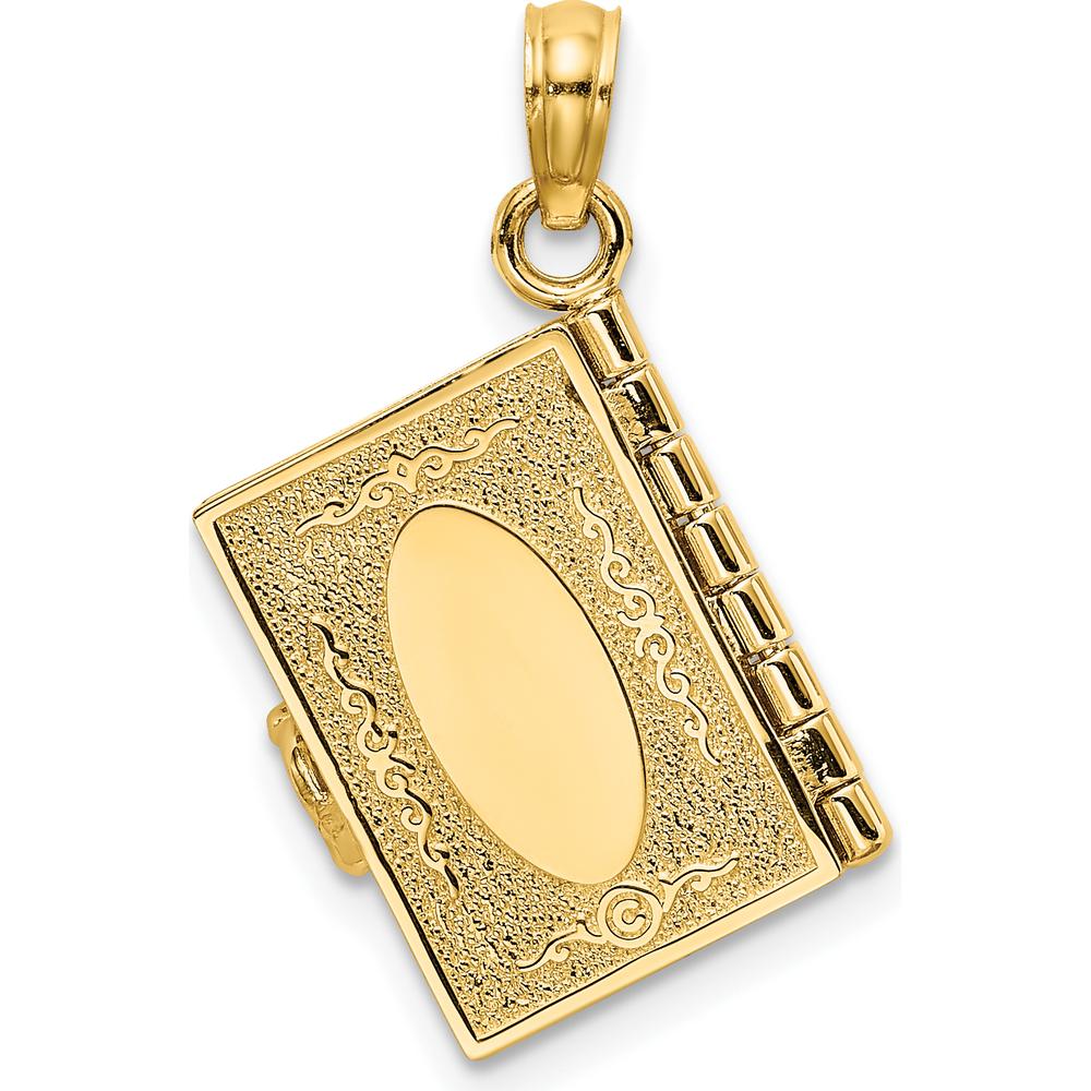 14K Yellow Gold 3D Movable Pages Hebrew The Ten Commandments Pendant by Oro Pregiato