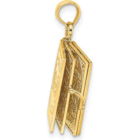 14K Yellow Gold 3D Movable Pages Hebrew The Ten Commandments Pendant by Oro Pregiato