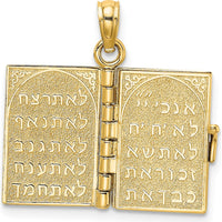 14K Yellow Gold 3D Movable Pages Hebrew The Ten Commandments Pendant by Oro Pregiato