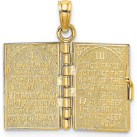 14K Yellow Gold 3D Movable Pages Hebrew The Ten Commandments Pendant by Oro Pregiato