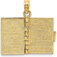 14K Yellow Gold 3D Movable Pages Hebrew The Ten Commandments Pendant by Oro Pregiato