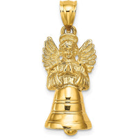 14K Yellow Gold 3D Moveable Angel Bell Charm by Oro Pregiato