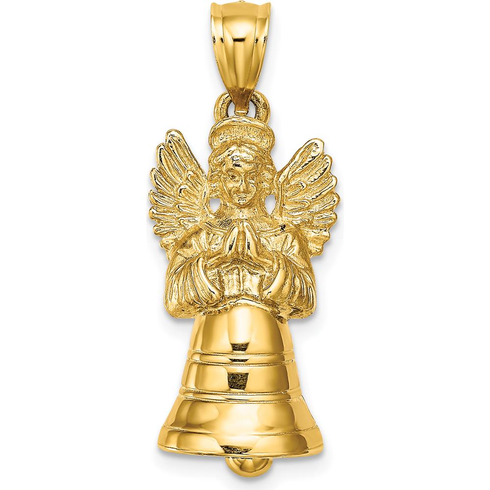 14K Yellow Gold 3D Moveable Angel Bell Charm by Oro Pregiato