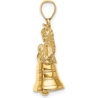 14K Yellow Gold 3D Moveable Angel Bell Charm by Oro Pregiato