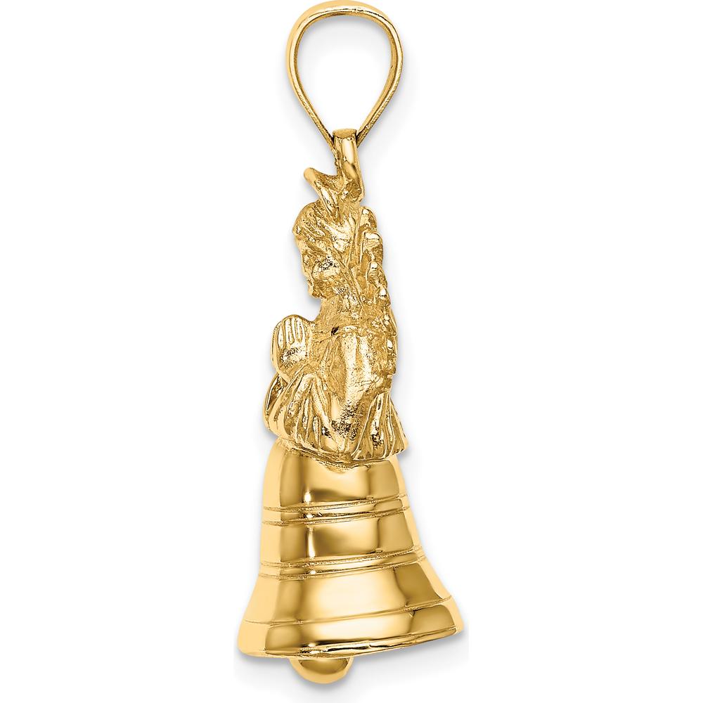 14K Yellow Gold 3D Moveable Angel Bell Charm by Oro Pregiato