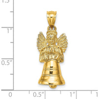 14K Yellow Gold 3D Moveable Angel Bell Charm by Oro Pregiato