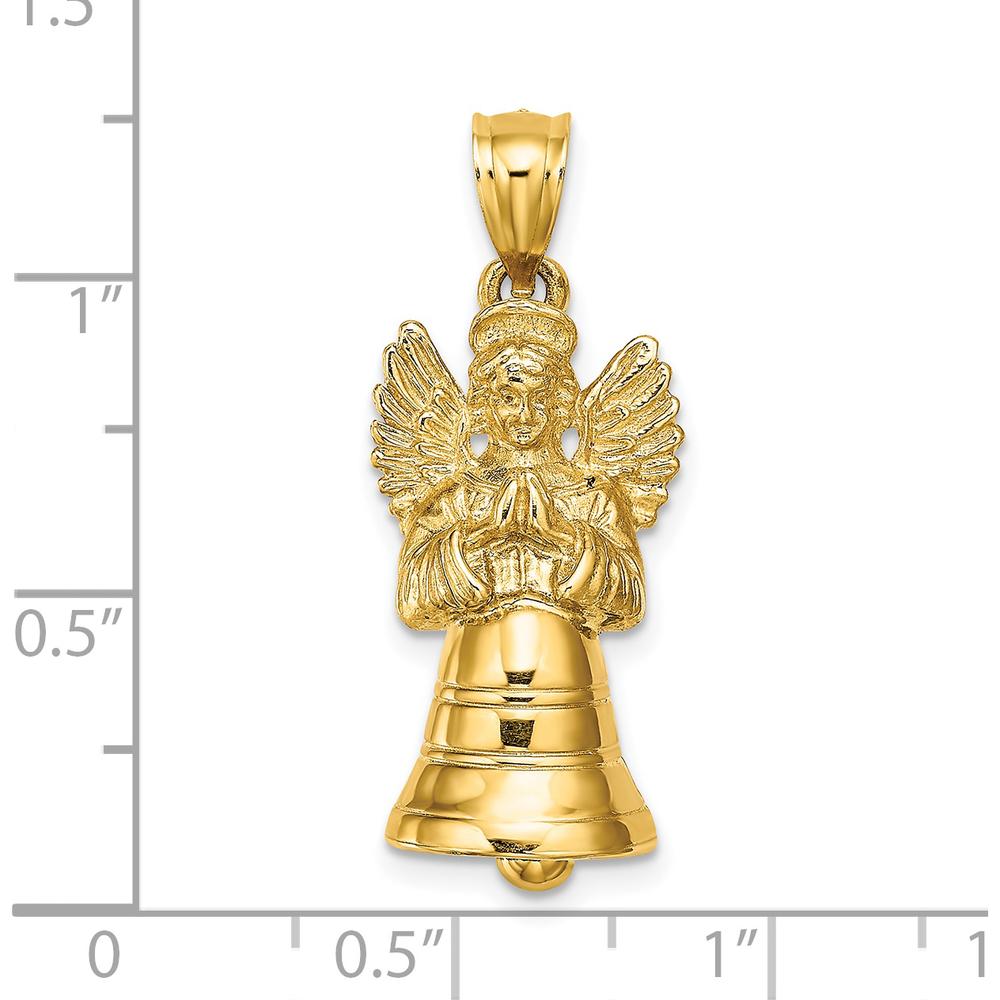 14K Yellow Gold 3D Moveable Angel Bell Charm by Oro Pregiato