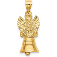 14K Yellow Gold 3D Moveable Angel Bell Charm by Oro Pregiato