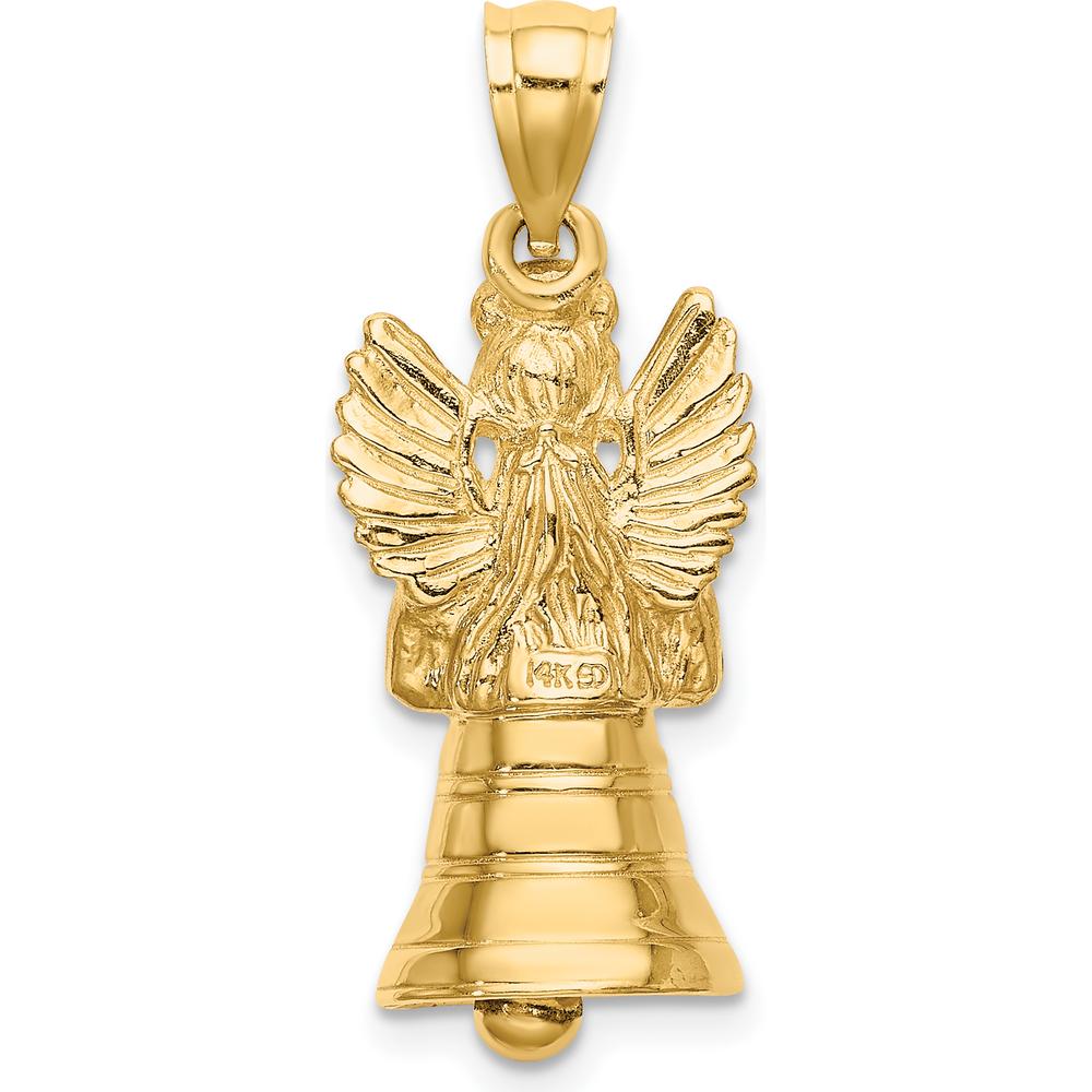 14K Yellow Gold 3D Moveable Angel Bell Charm by Oro Pregiato