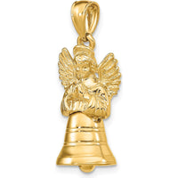14K Yellow Gold 3D Moveable Angel Bell Charm by Oro Pregiato
