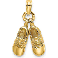 14K Yellow Gold 3D Moveable Baby Booties Charm by Oro Pregiato