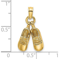 14K Yellow Gold 3D Moveable Baby Booties Charm by Oro Pregiato