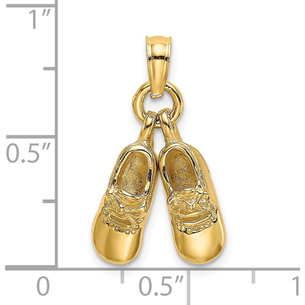 14K Yellow Gold 3D Moveable Baby Booties Charm by Oro Pregiato